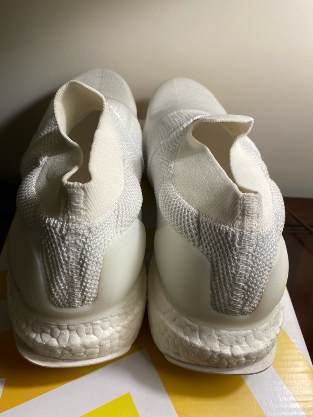 adidas White Slip-On Knit Ribbed Sneakers. Ultra Boost - Picture 6 of 11